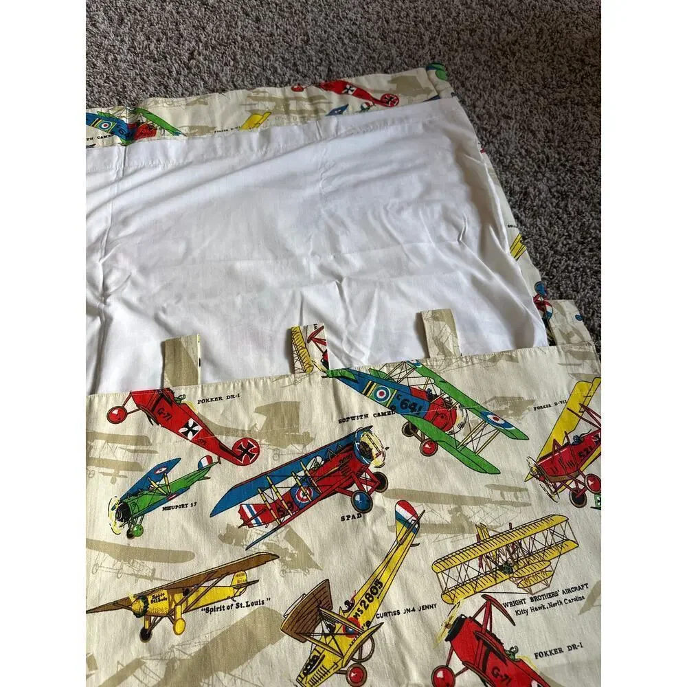 World War 1 WW1 Airplane Aircraft Canvas Curtain Panels & Valence Red Fabric